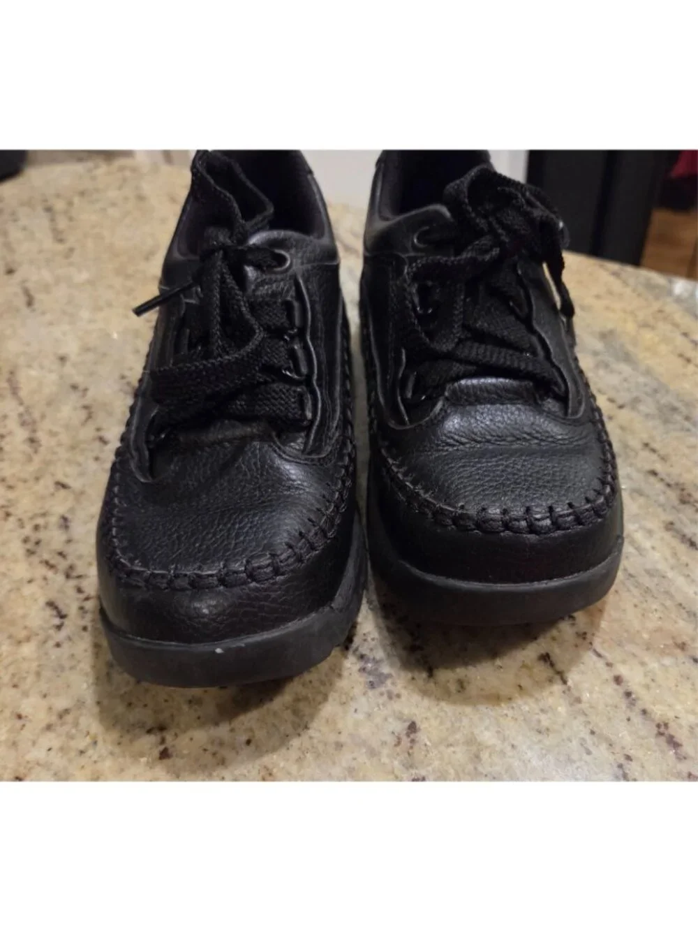 Clarks Kids Caribou Lace up Oxford Black Leather Children Size 11 Comfort Shoe